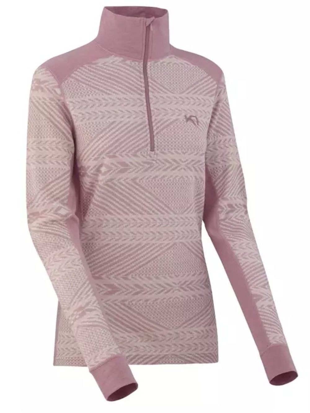 Kari Traa Women’s Base Layer Top 100% Merino Wool Quarter Zip Light Pink Large